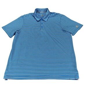 Adidas Golf Mens XL Blue White Striped Short Sleeve Polo Shirt RN88387